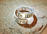 To live To love sterling silver bypass ring, NiciArt 