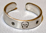 Sterling Silver Ring with a Skull and Star Flowers, NiciArt 