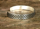 Modern Cross Weave Patterned Sterling Silver Cuff Bracelet, NiciArt 