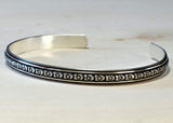 Sterling Silver Hibiscus Flower Patterned Cuff Bracelet, NiciArt 