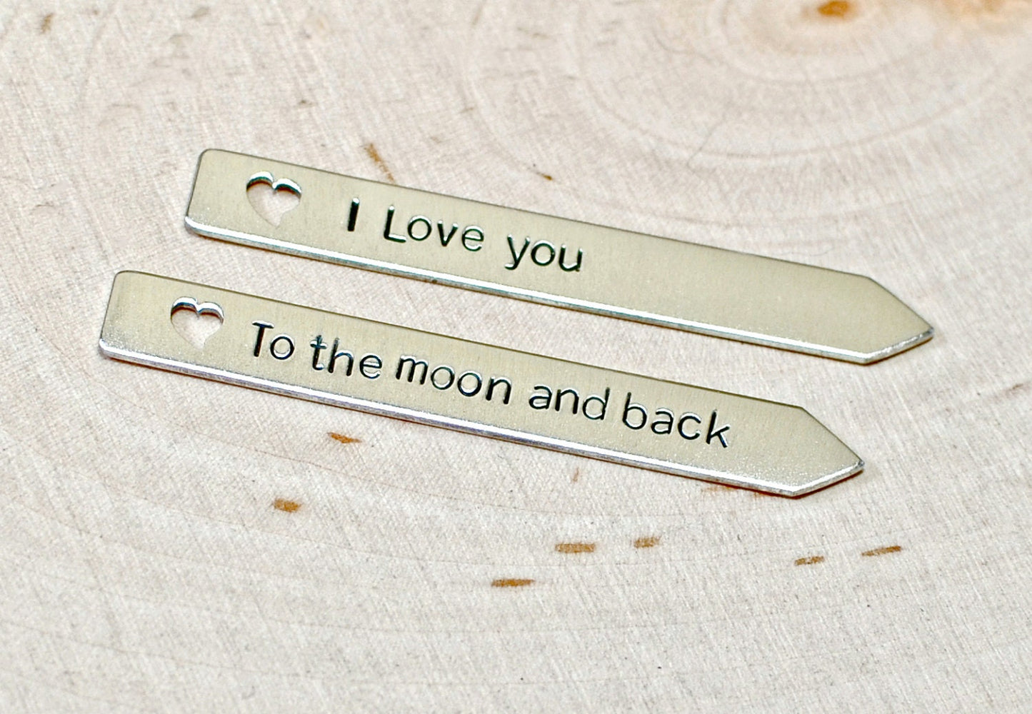 Sterling Silver Collar Stays Stamped with I love you to the moon and back