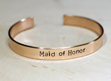 Bronze maid of honor cuff bracelet, NiciArt 