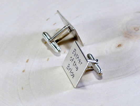 Father of the bride square cuff links in sterling silver