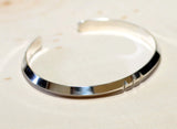 Triangle cuff bracelet in sterling silver with mirror finish and three notch design, NiciArt 