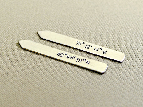 Sterling silver latitude longitude collar stays, NiciArt 