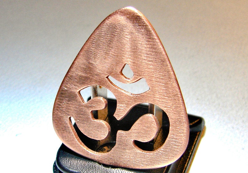 Cuitar Pick with Om "Aum" Design in Copper