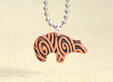 Copper spirit bear necklace with swirling hammered texture, NiciArt 