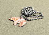 Copper spirit bear necklace with swirling hammered texture, NiciArt 