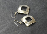 Hammered Square Sterling Silver Dangle Earrings with Window Cut Out, NiciArt 