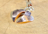 Copper Heart Shaped Dangle Earrings with Paw Prints and Iridescent Purple Patina, NiciArt 