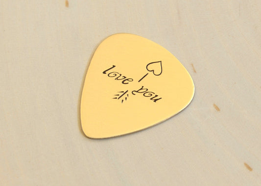 Bronze Guitar Pick with Arrow and Heart for Valentine's Day, 8th Anniversaries, or Just good old fashion Love
