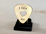Guitar pick I pick you with signature heart cut out in bronze, NiciArt 
