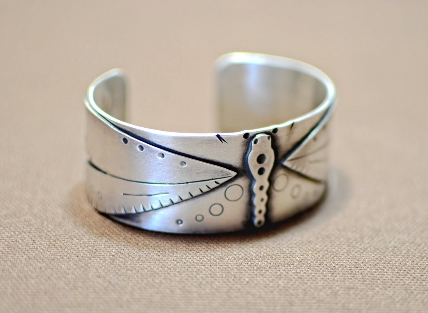 Massive sterlings silver dragonfly bracelet