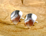Sterling silver guitar pick cuff links personalized, NiciArt 