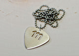 Sterling Silver Necklace with Personalized Guitar Pick and Letter Cut Out, NiciArt 