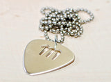 Sterling Silver Necklace with Personalized Guitar Pick and Letter Cut Out, NiciArt 