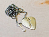 Guitar pick and arrow necklace in sterling silver, NiciArt 