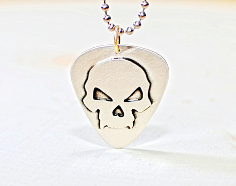 Sterling silver guitar pick with skull, NiciArt 