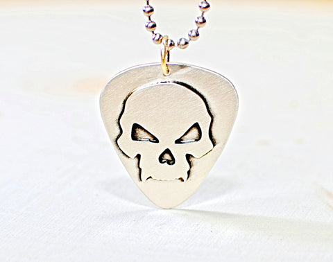 Sterling silver guitar pick with skull, NiciArt 