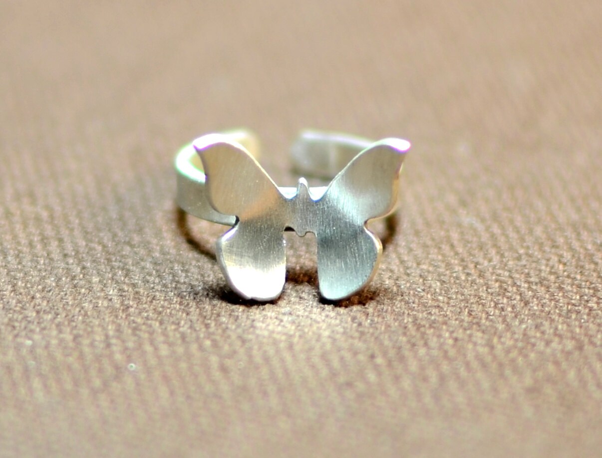 Very dainty sterling silver butterfly knuckle ring