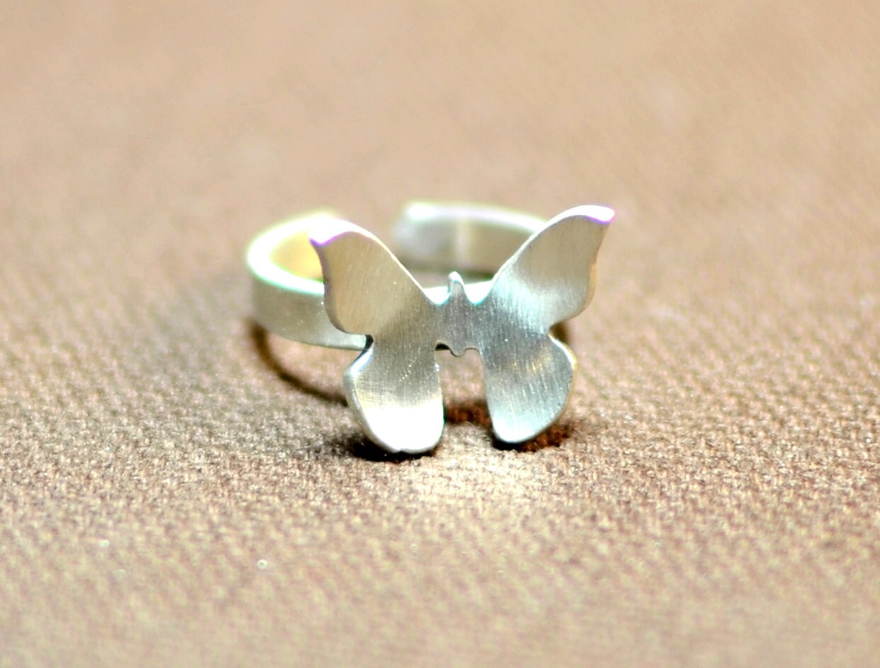 Very dainty sterling silver butterfly knuckle ring