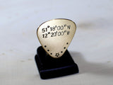 Guitar Pick in Bronze with Latitude and Longitude, NiciArt 