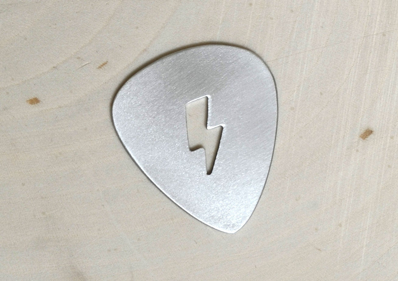 Playable Lightning Bolt Guitar Pick Handmade in Various Metals of your choosing