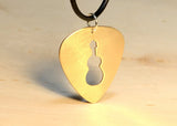 Bronze guitar pick necklace with rock and roll cut out, NiciArt 