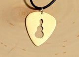 Bronze guitar pick necklace with rock and roll cut out, NiciArt 