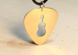 Bronze guitar pick necklace with rock and roll cut out, NiciArt 