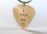 Guitar pick keychain I pick you with lots of love in bronze, NiciArt 