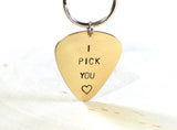 Guitar pick keychain I pick you with lots of love in bronze, NiciArt 