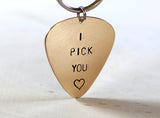 Guitar pick keychain I pick you with lots of love in bronze, NiciArt 