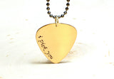 Golden Bronze Guitar Pick Necklace with I Pick You, NiciArt 