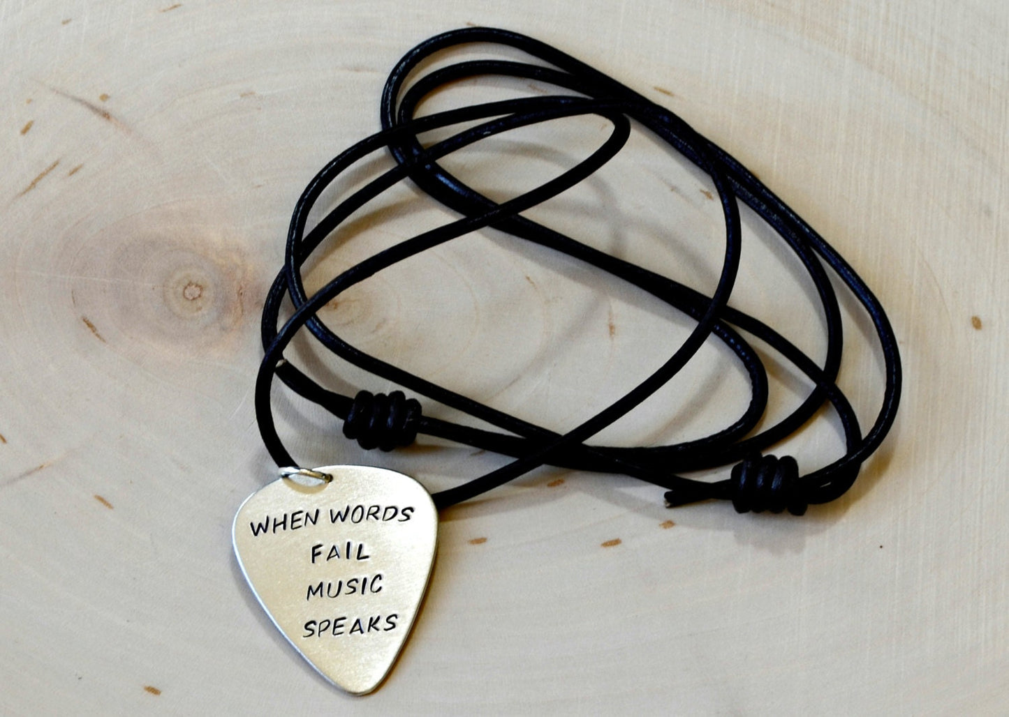 When words fail music speaks sterling silver guitar pick necklace