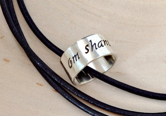 Sterling Silver Om Shanti Ring Necklace