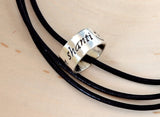 Sterling Silver Om Shanti Inspirational Ring Necklace for Peace and Harmony, NiciArt 