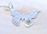 Sterling Silver Butterfly Charm Necklace with Green Peridot or Birthstone, NiciArt 