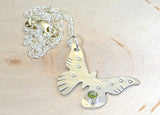 Sterling Silver Butterfly Charm Necklace with Green Peridot or Birthstone, NiciArt 