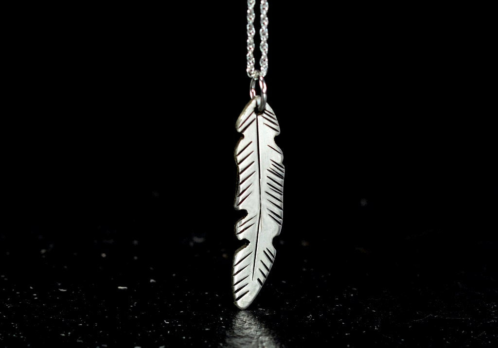 Sterling silver feather necklace