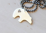 Spirit bear sterling silver necklace with heart cut out, NiciArt 