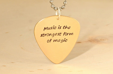 Music is the strongest form of magic bronze guitar pick necklace, NiciArt 