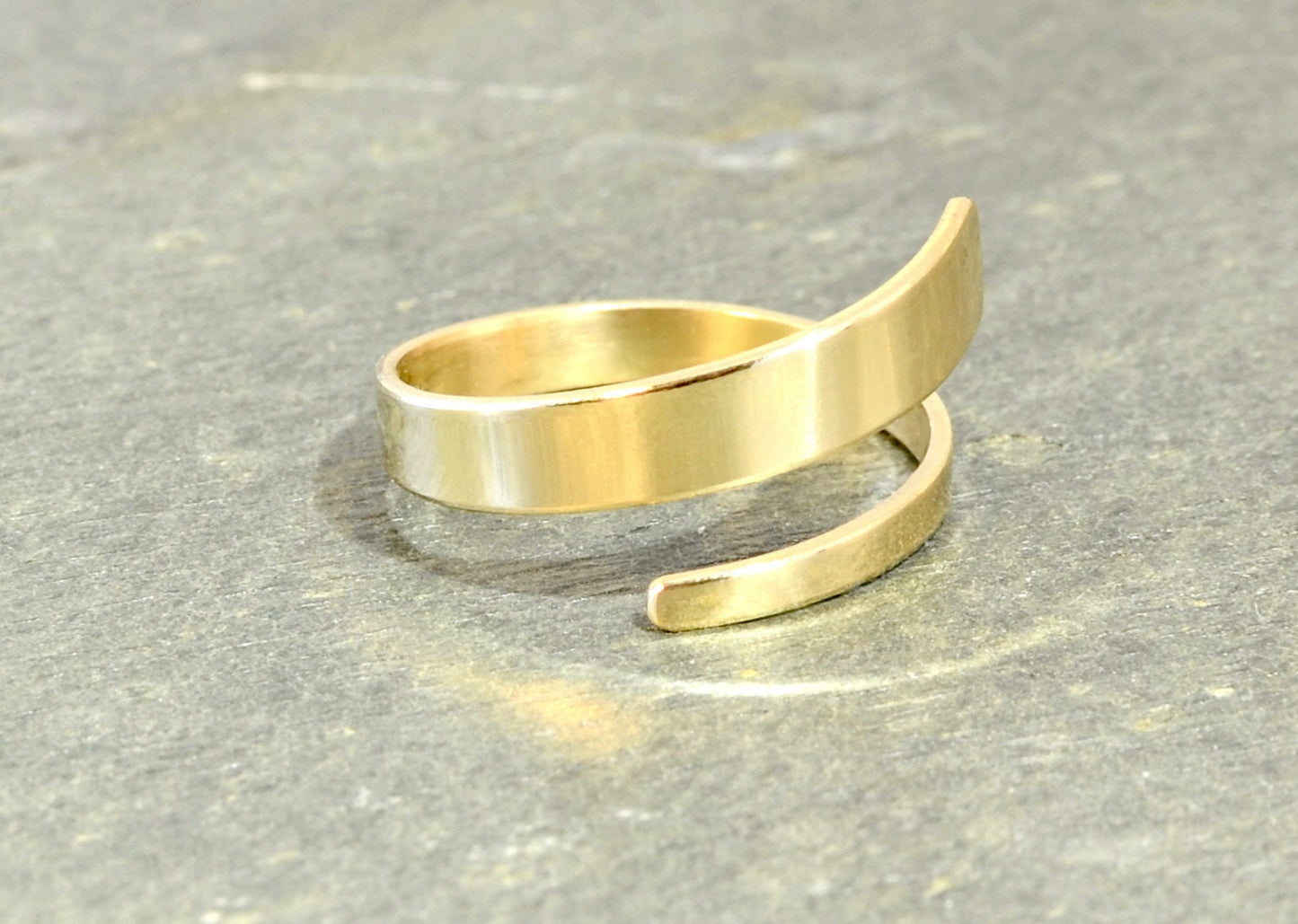 Yellow 14k Gold Dainty Bypass Ring in Simple Modern Style