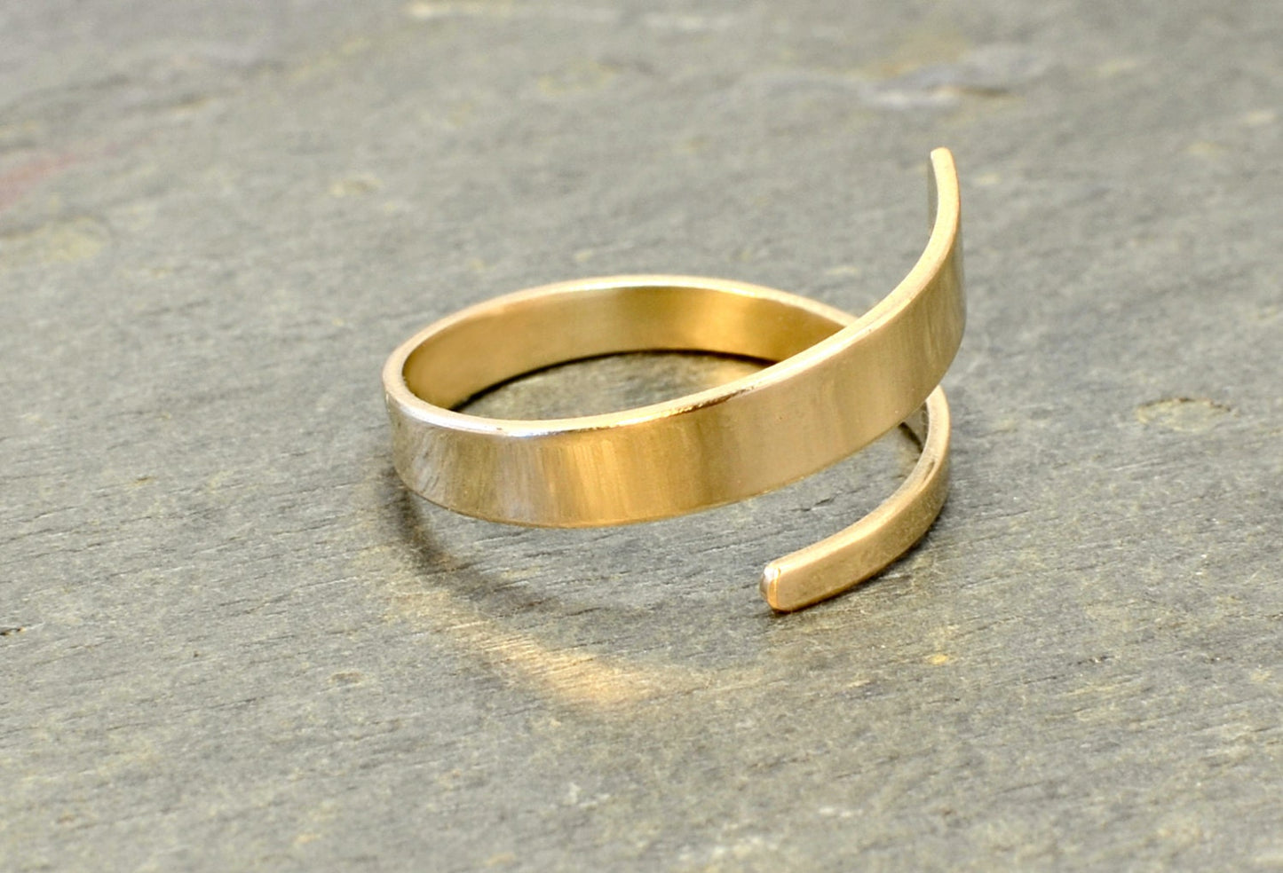 Yellow 14k Gold Dainty Bypass Ring in Simple Modern Style