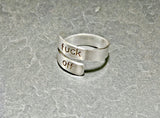 Fuck off sterling silver bypass ring, NiciArt 