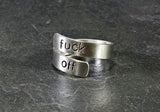 Fuck off sterling silver bypass ring, NiciArt 
