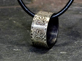 Paw print sterling silver paw printed and hammered ring necklace with wild antique patina, NiciArt 