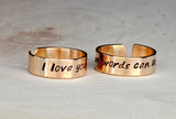 Bronze ring set I love you more than words can say on two rings, NiciArt 