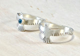 Sterling Silver Love Birds Couples Rings with Blue Topaz, NiciArt 