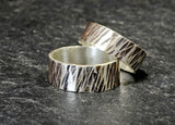 Sterling silver riveting hammered ring set or weddings bands, NiciArt 